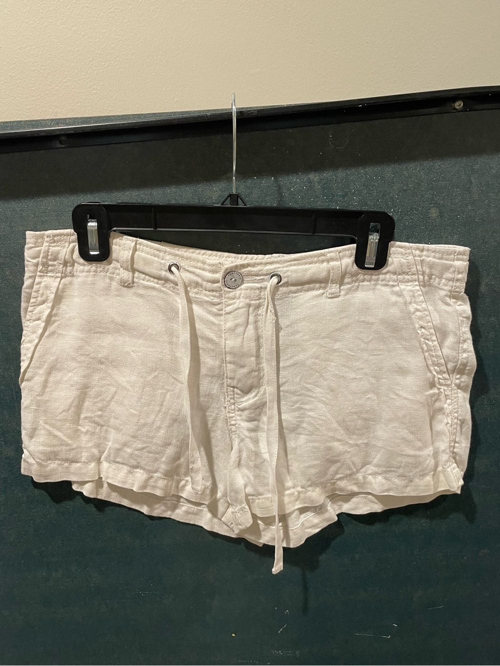 Sanctuary White Linen Blend Drawstring Shorts